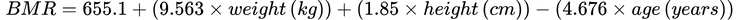 BMR Formula - Metric Female