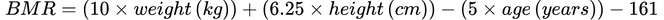 BMR Formula - Metric Female
