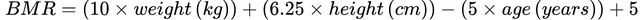 BMR Formula - Metric Male